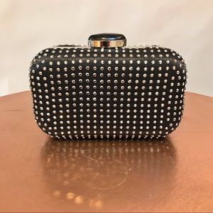 Black Rhinestone Studded Clutch